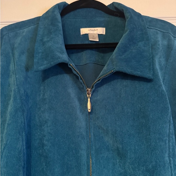 CJ Banks Sz 3X Deep Teal Blue Corduroy Feel Zipper Jacket w/ pockets - Picture 4 of 8